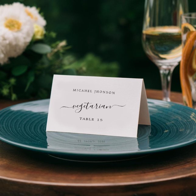 Modern Wedding Table Place Cards With Meal Choice (Creator Uploaded)