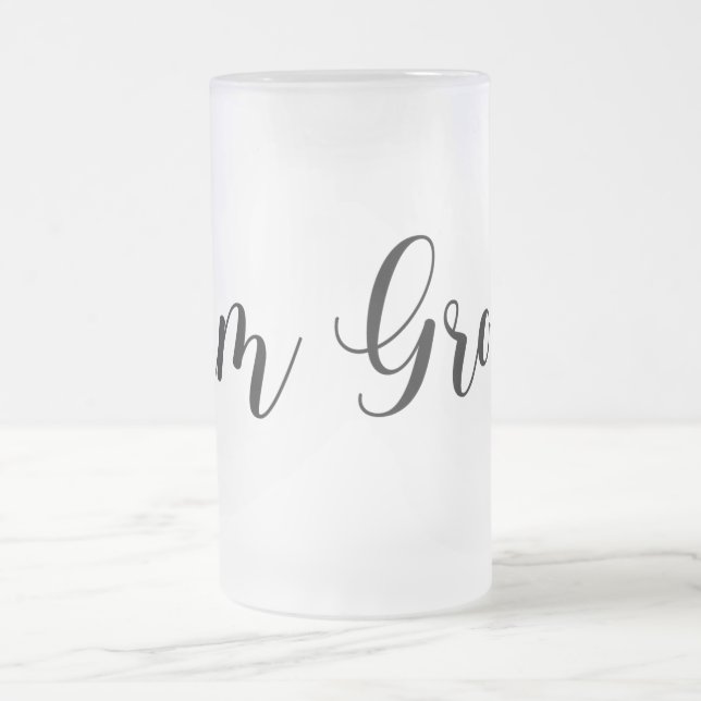 Modern Wedding Team Groom with Bowtie Design Frosted Glass Beer Mug (Center)
