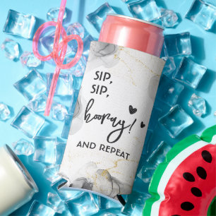 Modern Wedding Template Black and White Simple Seltzer Can Cooler