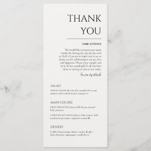 Modern Wedding Thank You and Dinner Menu