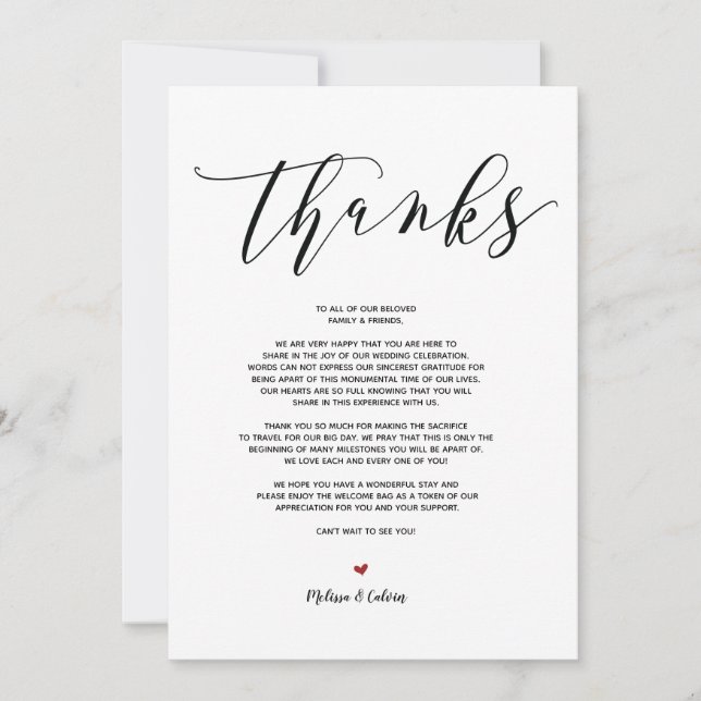 Modern Wedding Thank you and Itinerary card v9 (Front)