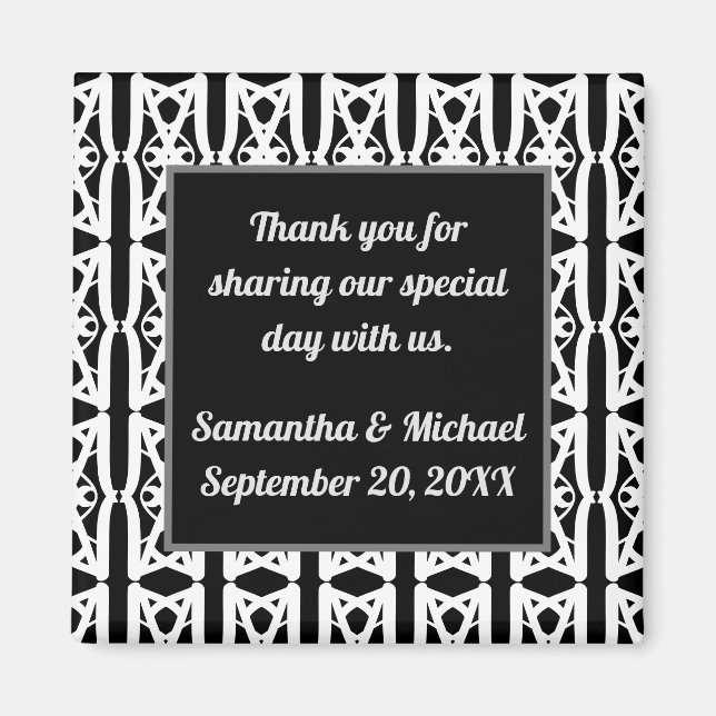 Modern Wedding Thank You Black White Appreciation Magnet (Front)