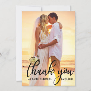Modern Wedding Thank You Bride Groom Photo B