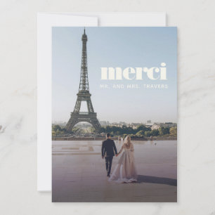 Modern Wedding Thank You Merci Card