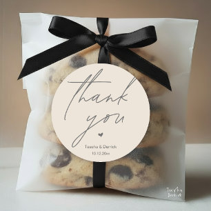 Modern Wedding Thank You Minimal Cute Heart Gifts Classic Round Sticker