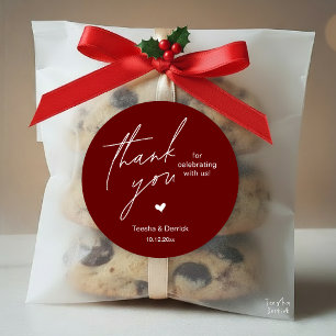 Modern Wedding Thank You Minimal Cute Heart Gifts Classic Round Sticker