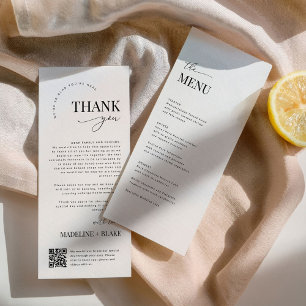 Modern Wedding Thank You Note with QR Code Menu