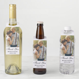 Modern Wedding Thank You Photo Bottle Tag