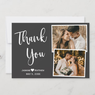 Modern Wedding Thank You Script Photo Collage Card