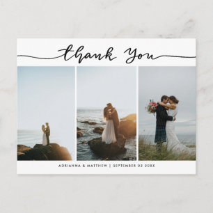 Modern Wedding Thank You Script Photo Collage Postcard