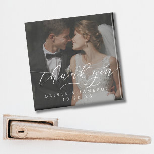 Modern Wedding Thank You Script Photo Magnet