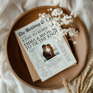 Modern Wedding Timeline Newspaper Program Flyer