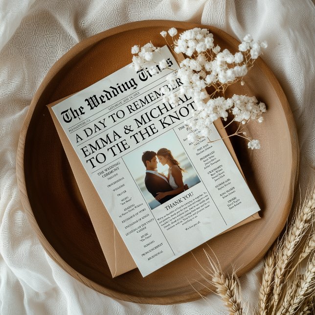 Modern Wedding Timeline Newspaper Program Flyer (Creator Uploaded)