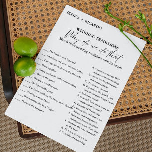 Modern Wedding Traditions Bridal Shower Game Card