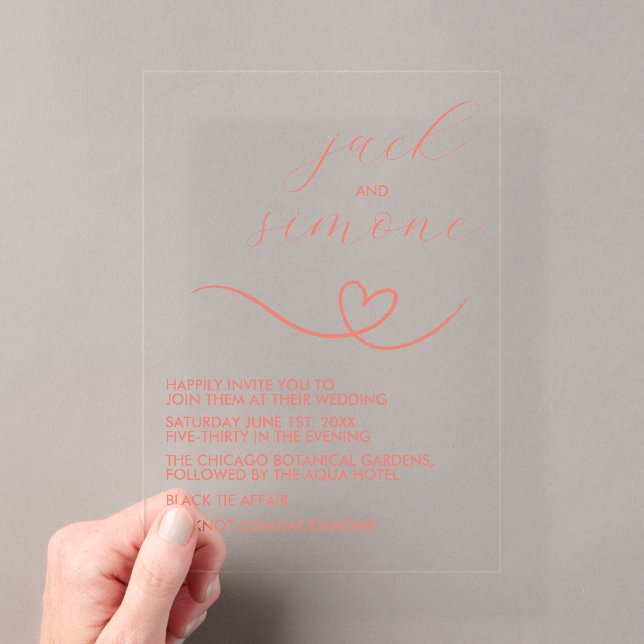 Modern Wedding | Trendy Invites | Dark Coral Acrylic Invitations (Insitu (Handheld))