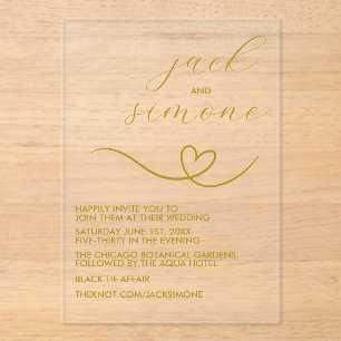 Modern Wedding Trendy Invites Dark Yellow Acrylic Invitations
