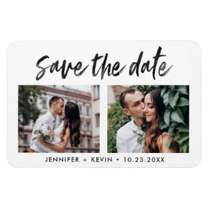 Modern Wedding Two Photos Save the Date Magnets