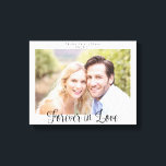 Modern Wedding Typography Forever in Love Photo Canvas Print<br><div class="desc">Modern Wedding Typography Forever in Love Photo Canvas Print. Remember your wedding, anniversary, or special day for years to come with this canvas customised with your photo and our elegant typography. Easy to customise with text, fonts, and colours. Created by Zazzle pro designer BK Thompson © exclusively for Cedar and...</div>