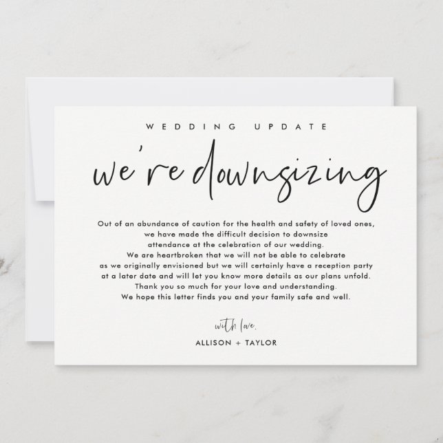 Modern Wedding Update Downsize Photo Announcement (Front)
