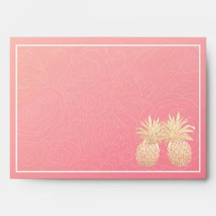 Modern Wedding Vintage Gold Foil Pineapple Couple Envelope