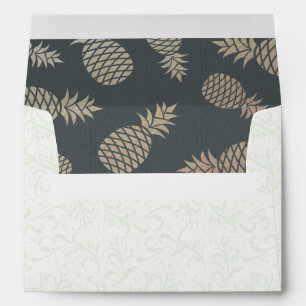Modern Wedding Vintage Gold Foil Pineapple Couple Envelopes