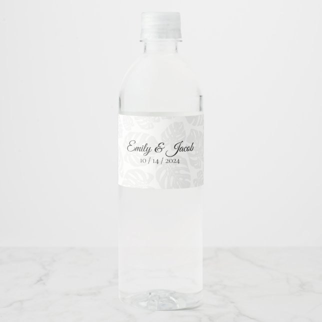 Modern Wedding Water Bottle Stickers (Front)