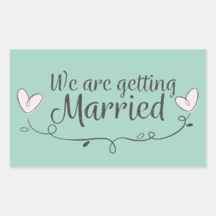 Modern Wedding We Are Getting Married Doodle Rectangular Sticker