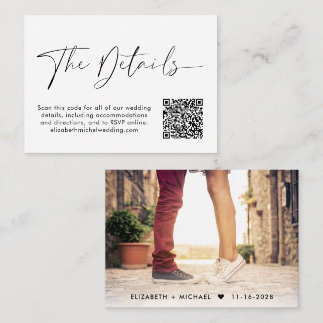 Modern Wedding Website QR Code Photo Enclosure Card (Front/Back)