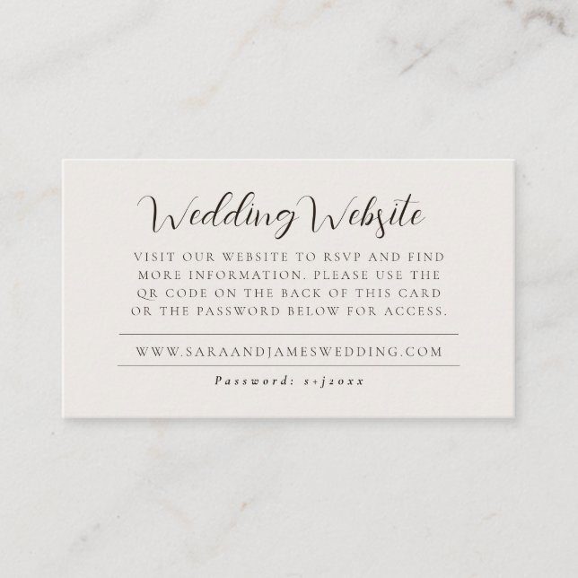 Modern Wedding Website QR Code RSVP Enclosure Card (Front)