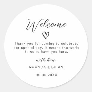 Modern Wedding Welcome Favour Bag thank you Gifts Classic Round Sticker