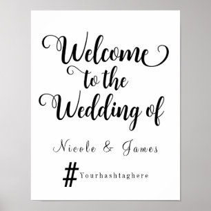 Modern Wedding Welcome Hashtag Wedding Sign