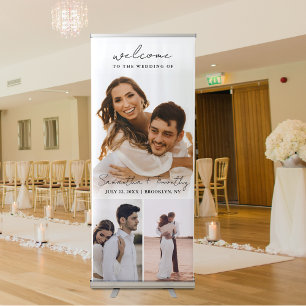 Modern Wedding Welcome Photo Collage Retractable Banner