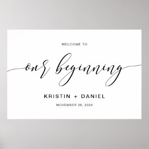 Modern Wedding Welcome To Our Beginning Sign