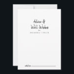 Modern Wedding Well Wishes Advice Card<br><div class="desc">This modern wedding well wishes advice card is perfect for a rustic wedding. The simple and elegant design features classic and fancy script typography in black and white. These cards are perfect for a wedding, bridal shower, baby shower, graduation party & more. Personalise the cards with the names of the...</div>