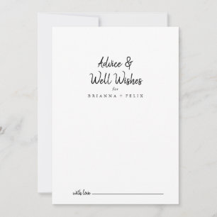 Modern Wedding Well Wishes Advice Card