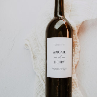 Modern Wedding Wine Label Minimalist