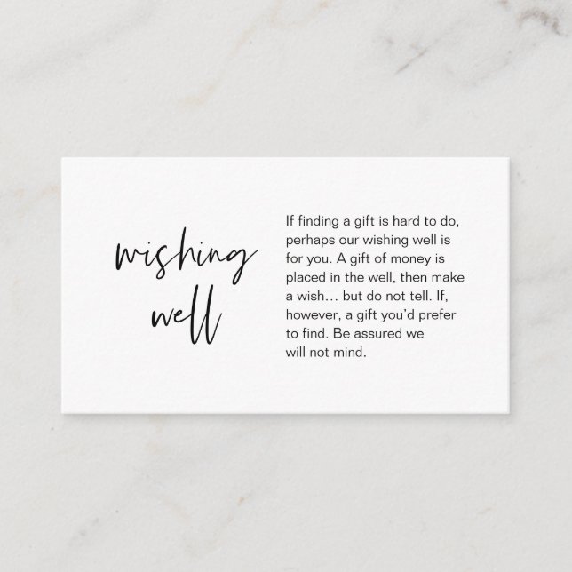 Modern Wedding Wishing Well, Gift of Money  Enclos Enclosure Card (Front)