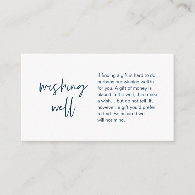 Modern Wedding Wishing Well, Gift of Money  Enclosure Card (Front)