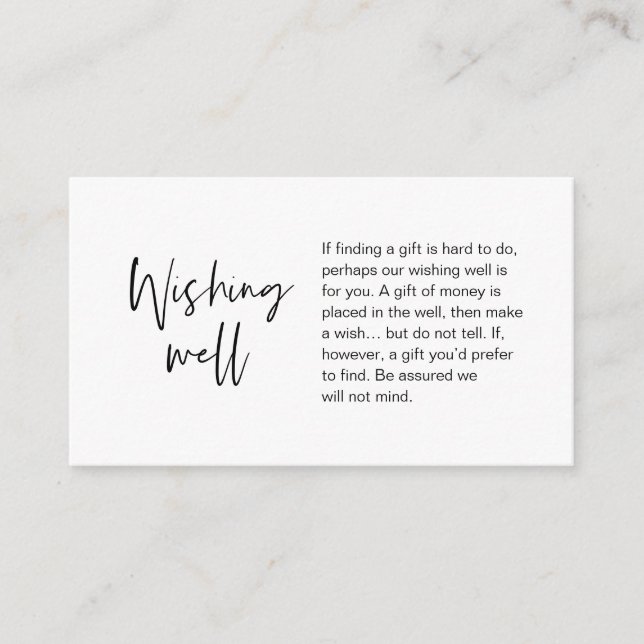Modern Wedding Wishing Well, Gift of Money  Enclosure Card (Front)