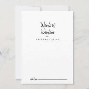 Modern Wedding Words of Wisdom Advice Card
