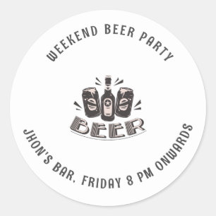 Modern Weekend beer party Classic Round Sticker