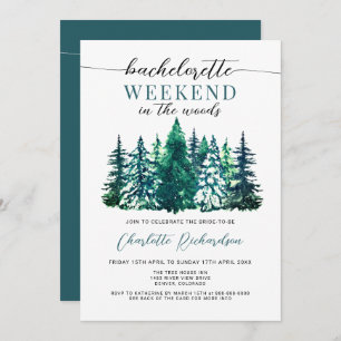 Modern Weekend In The Woods Bachelorette Party Inv Invitation