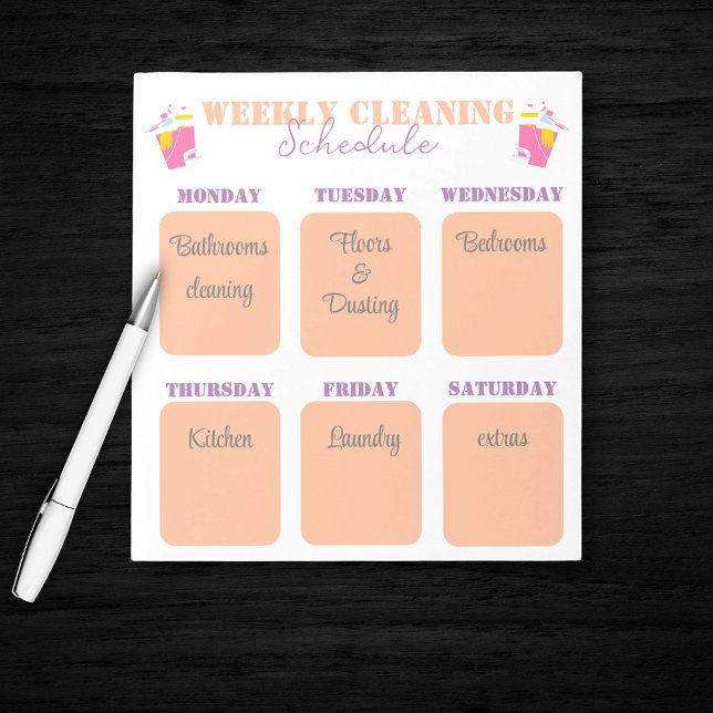 modern weekly cleaning schedule checklist template notepad (Creator Uploaded)