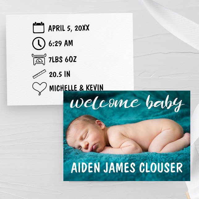 Modern Welcome Baby Birth Announcement (Creator Uploaded)