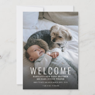 Modern Welcome Baby Birth Photocard Announcement 