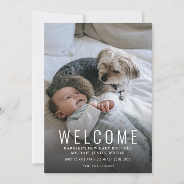 Modern Welcome Baby Birth Photocard Announcement  (Front)