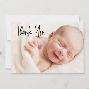 Modern Welcome Baby Shower Photo Thank You Card