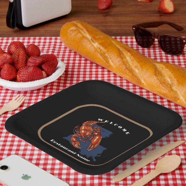 Modern welcome crawfish Louisiana custom name  Paper Plate (Picnic)
