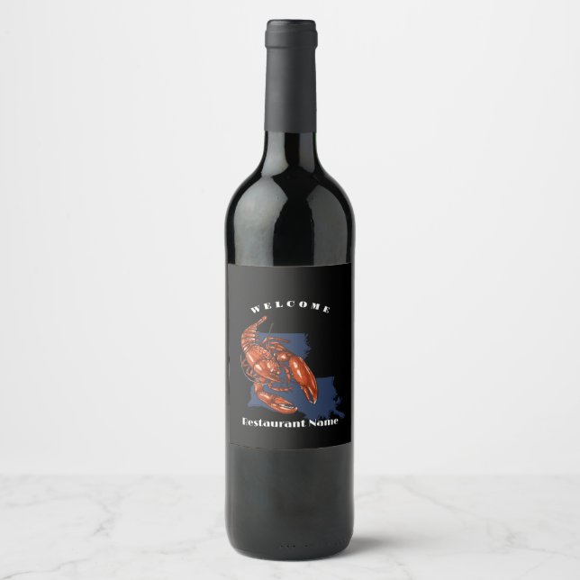 Modern welcome crawfish Louisiana custom name  Woo Wine Label (Front)