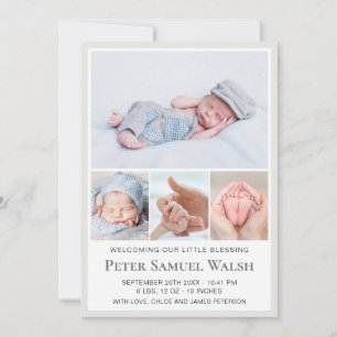Modern Welcome Little Gentleman Man Baby Boy Birth Announcement
